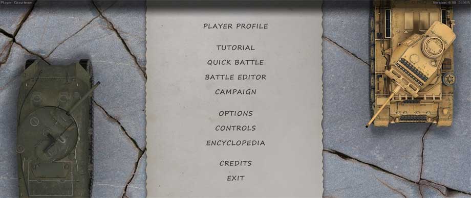 Giao diện cài đặt game Tank Warfare: Tunisia 1943
