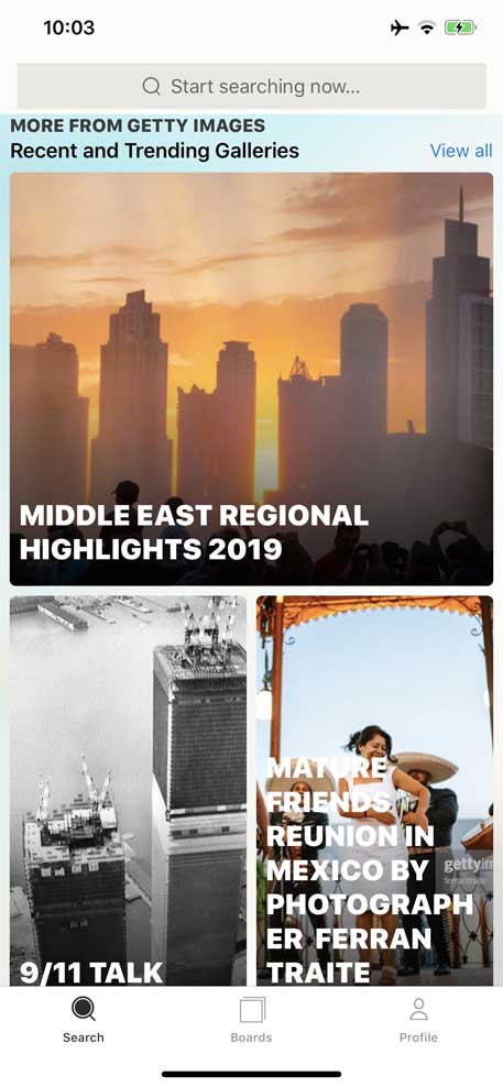 Bản tin tức trên Getty Images cho iOS