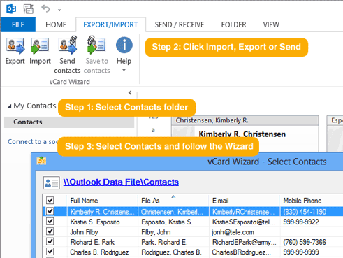 Quy trình nhập và xuất danh bạ sang file CSV với vCard Wizard