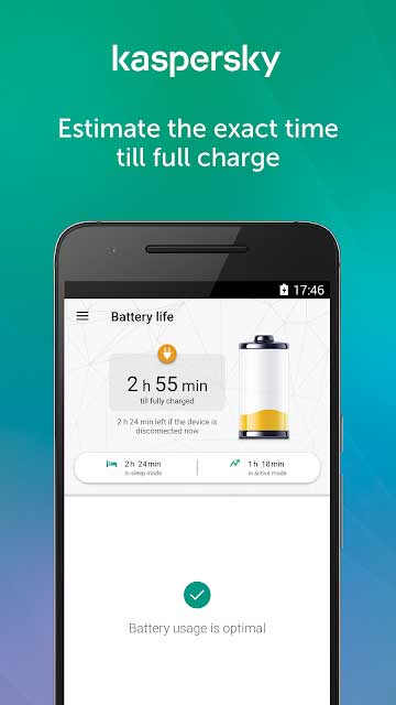 Ước tính thời gian dùng pin trong Kaspersky Battery Life cho Android 