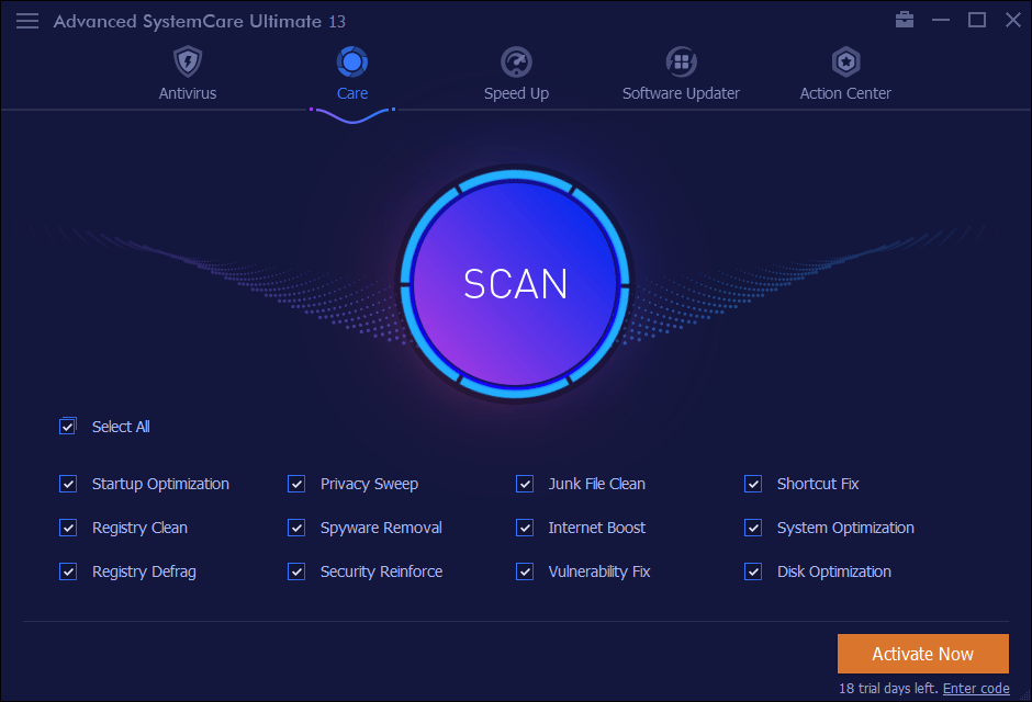 Advanced SystemCare Ultimate 13 quét sạch sâu hệ thống