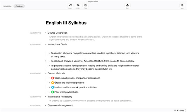 Chuyển giữa chế độ Outliner và Mind mapping bất cứ lúc nào bạn muốn