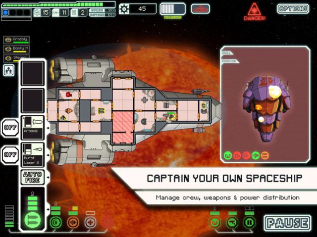 Bạn nắm quyền chỉ huy một chiến hạm không gian trong game FTL: Faster Than Light 