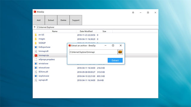 Giao diện đơn giản, trực quan của ứng dụng nén và giải nén file BreeZip
