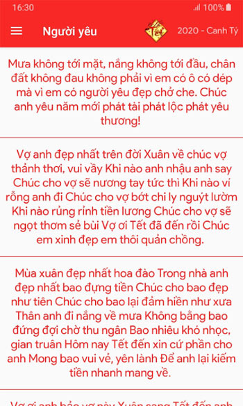 Lời chúc Tết Người yêu