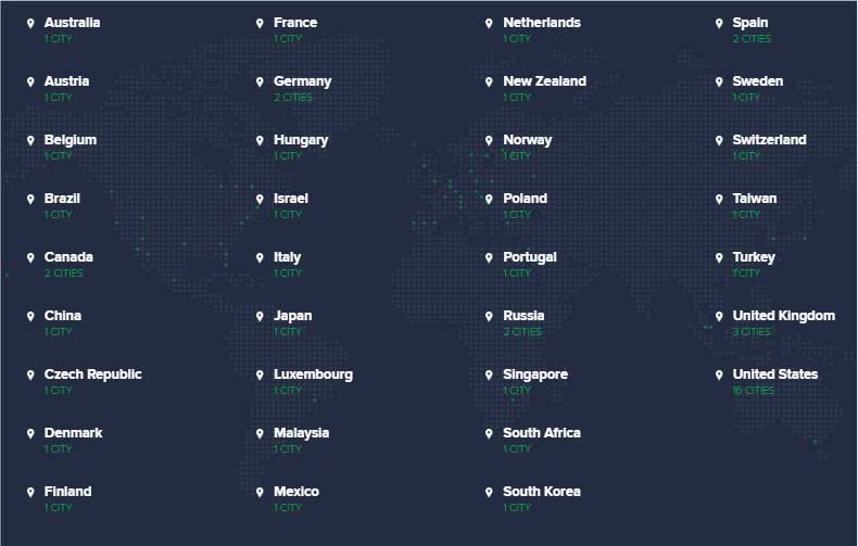 Vị trí máy chủ của Avast SecureLine VPN