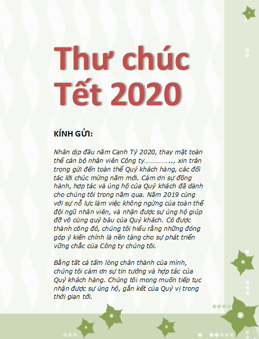 Thư chúc Tết cho đối tác, khách hàng