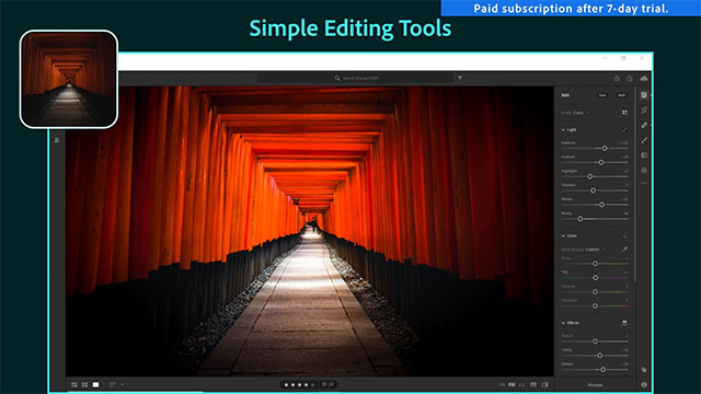 Adobe Photoshop Lightroom cung cấp hàng loạt công cụ sửa ảnh đơn giản