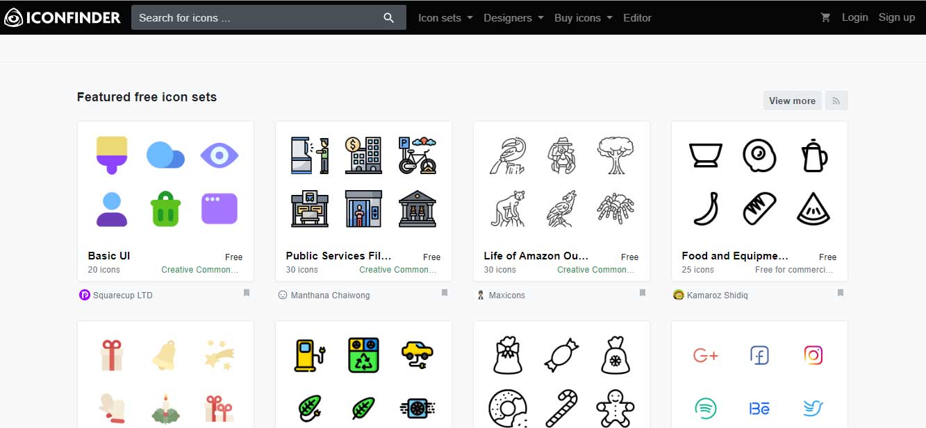 Iconfinder cung cấp rất nhiều bộ icon miễn phí