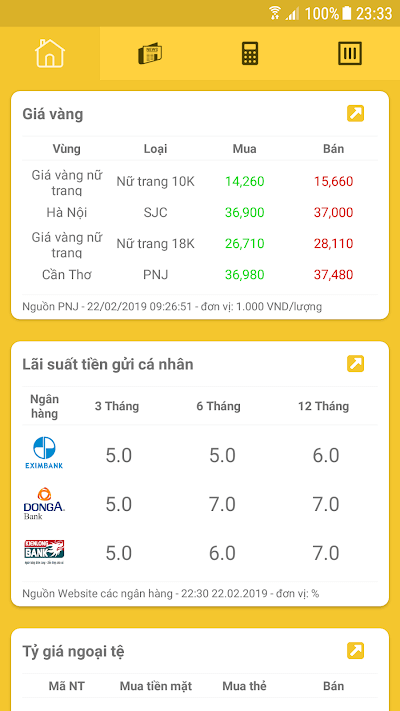 Lãi Suất Ngân Hàng - Tỷ Giá Vàng - Tỷ Giá Ngoại Tệ