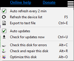 Các tùy chọn khác trong Clear Disk Info