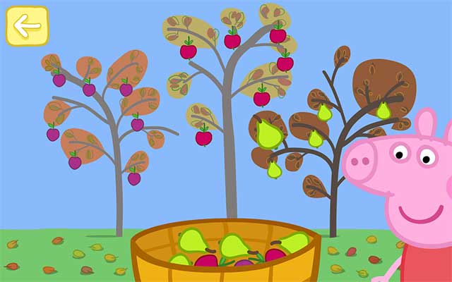 Chọn trái cây theo mùa để giúp heo Peppa và George làm mứt, nước ép trái cây,...