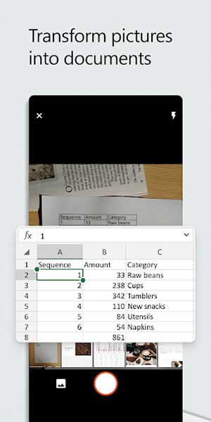Chụp tài liệu và chuyển thành tệp Word, Excel