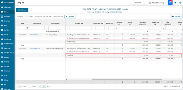 Báo cáo công nợ