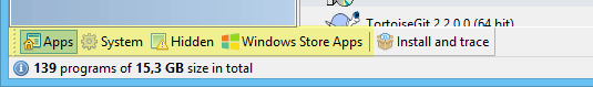 Thanh tác vụ của Uninstall Tool