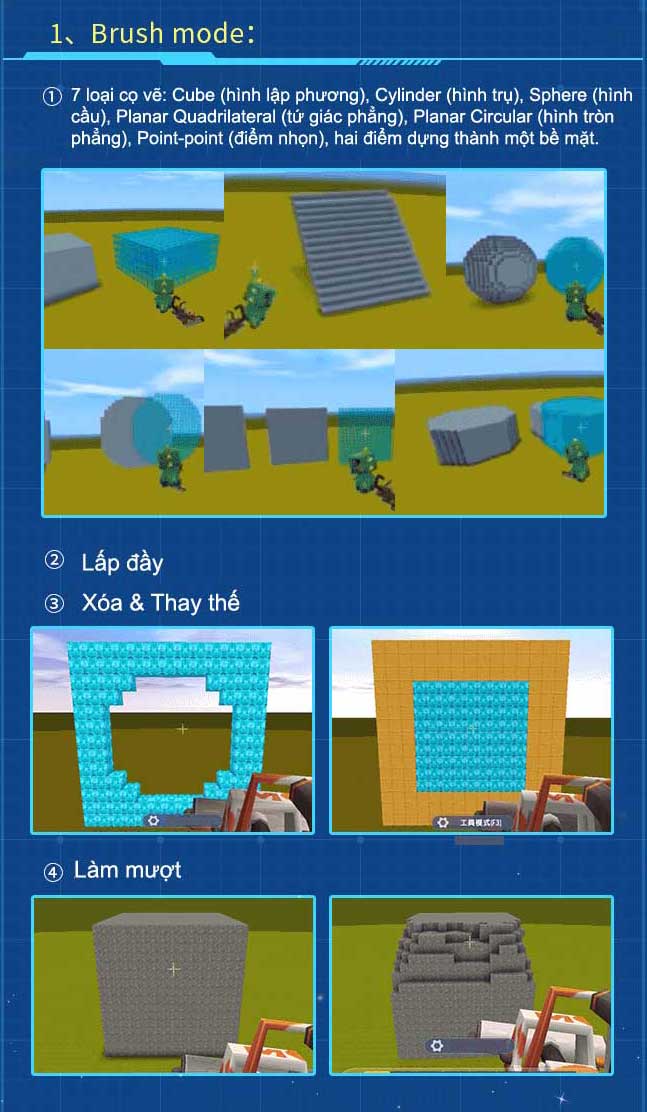 Chế độ brush trong Mini World mới nhất