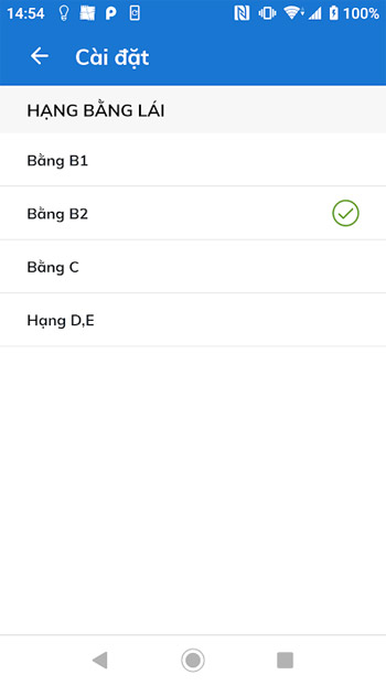 Chọn hạng bằng