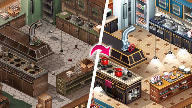Nâng cấp và mở khóa các thiết bị nhà bếp mới trong game Cooking Team for Android