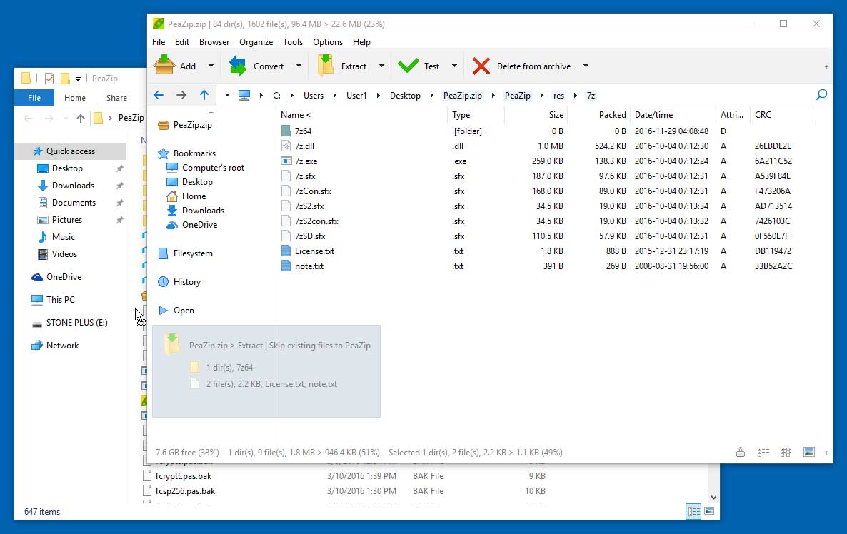 PeaZip xử lý file nhanh chóng