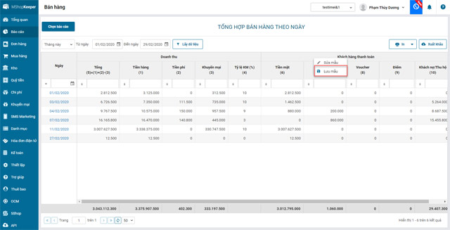 Lưu lại độ rộng cột