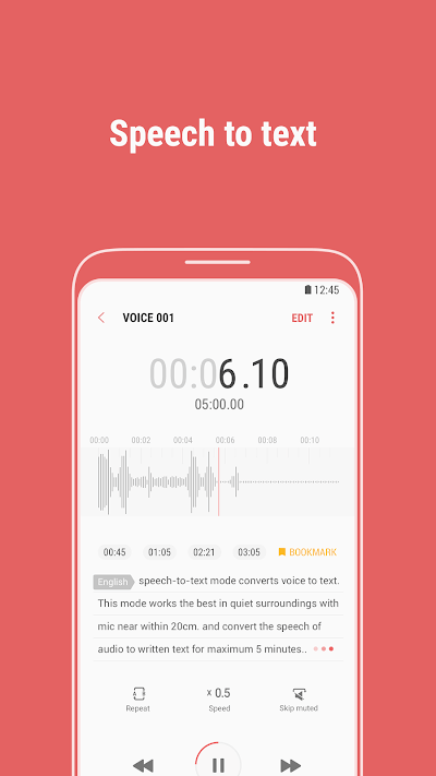 Chuyển giọng nói thành văn bản với Samsung Voice Recorder