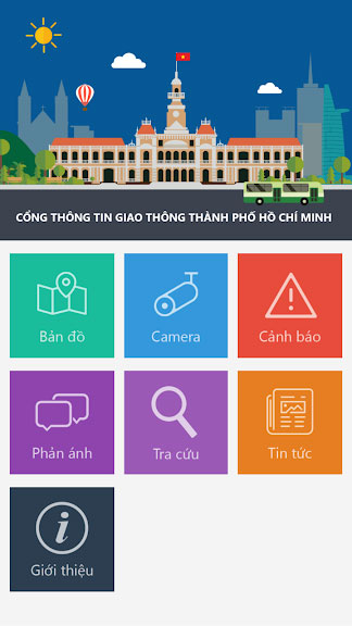 Giao diện chính của TTGT Tp Hồ Chí Minh cho iPhone