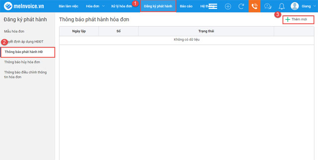 Thông báo phát hành hóa đơn