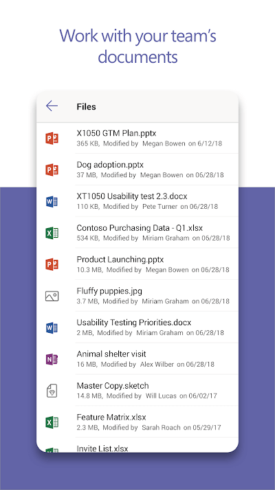 Microsoft Teams cho phép làm việc với các tài liệu