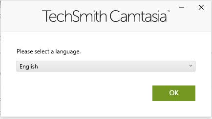 Lựa chọn ngôn ngữ sử dụng Camtasia