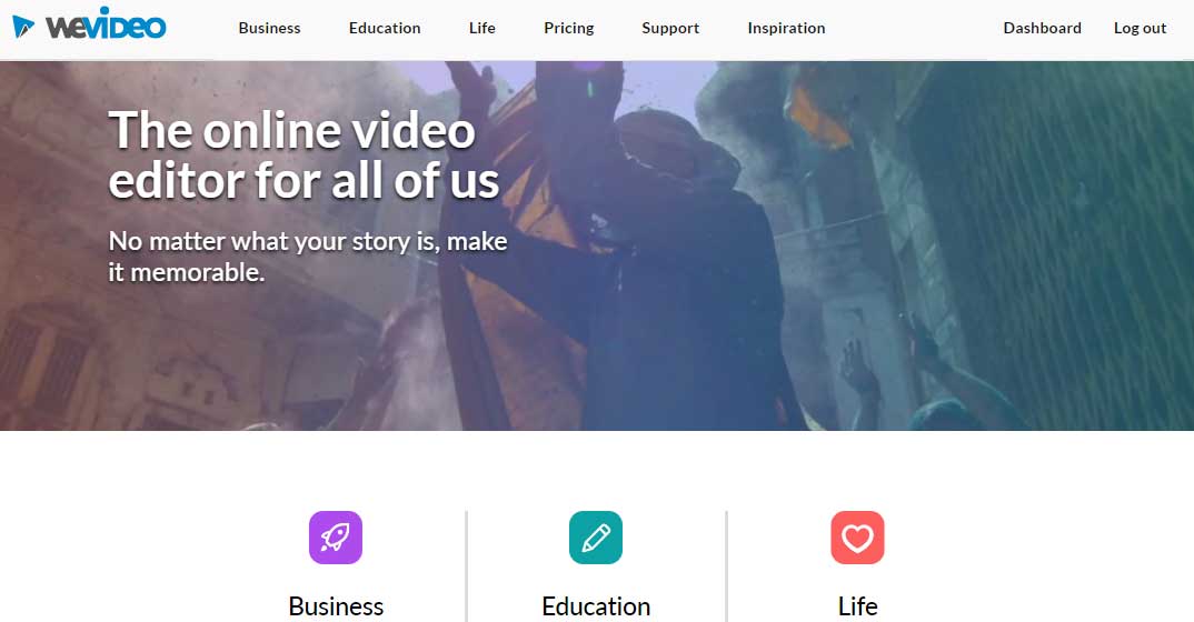 Trang chủ của WeVideo