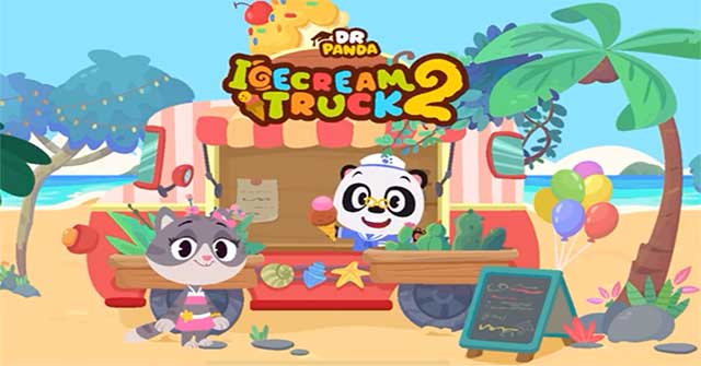 Quản lý một xe bán kem lưu động trong game Dr. Panda Ice Cream Truck 2 