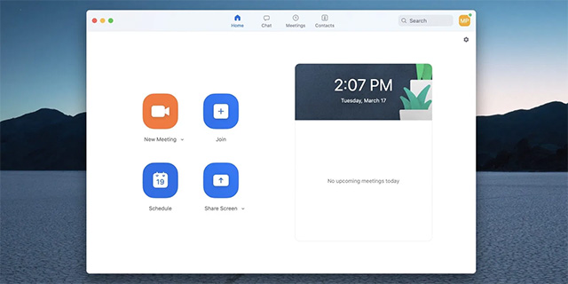 Giao diện phần mềm học trực tuyến và họp online Zoom for Mac