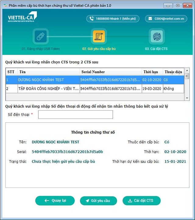 Giao diện Viettel-CA