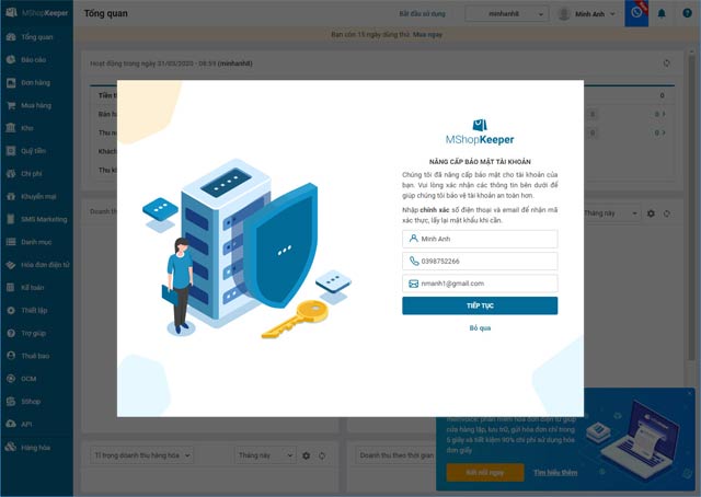 Nâng cấp bảo mật tài khoản