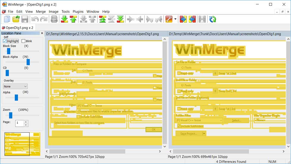 So sánh ảnh bằng WinMerge