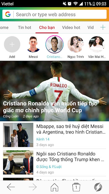 Lướt web với SFive Browser cho Android