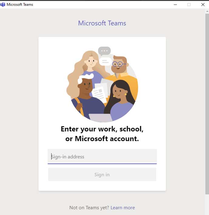 Màn hình mở đầu Microsoft Teams