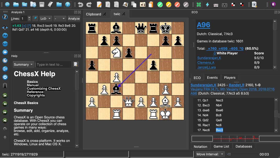 Giao diện mới nhất của ChessX 