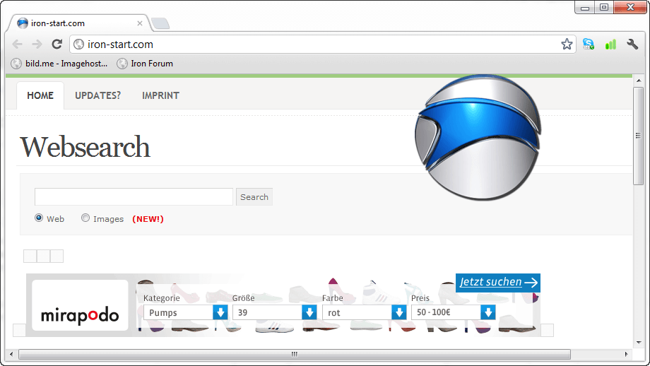 Giao diện SRWare Iron