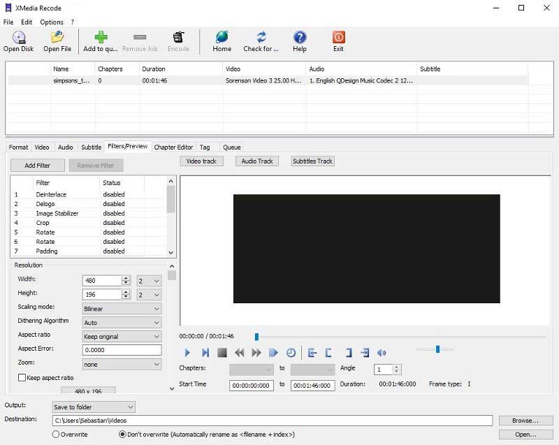 Giao diện chính của XMedia Recode