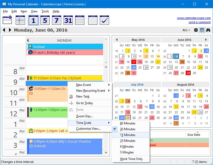 Giao diện Calendarscope