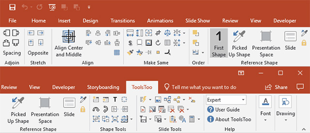 ToolsToo bổ sung hơn 100 công cụ tùy biến vào ribbon của PowerPoint