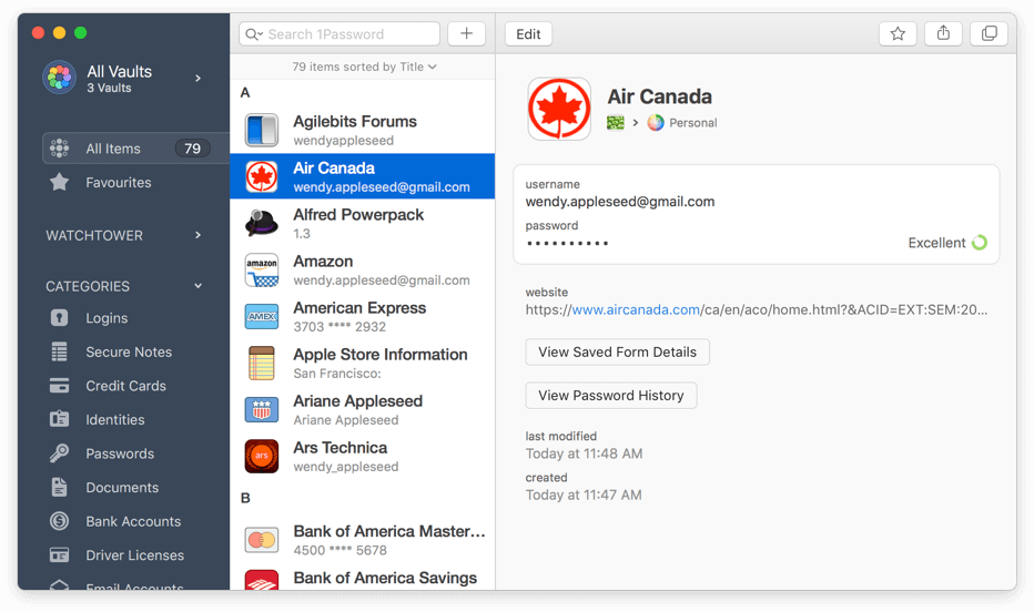 Giao diện 1Password