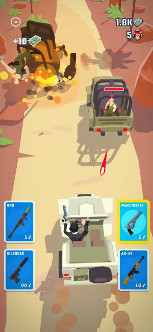 Lái xe bắn súng trên sa mạc