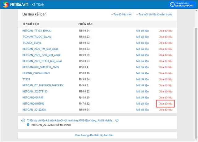 Xóa dữ liệu