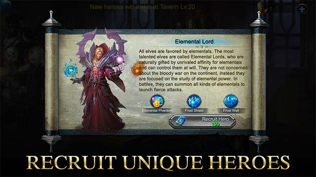 Chiêu mộ anh hùng độc đáo và nâng cấp liên tục