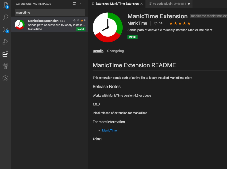 ManicTime hỗ trợ plugin VS Code