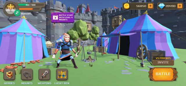Chọn nhân vật của bạn để bước vào đấu trường io thời Trung Cổ trong game Rider.io