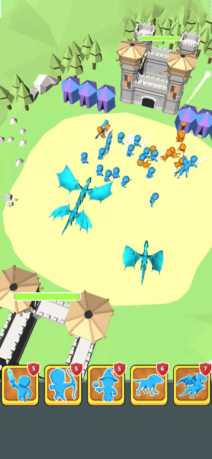 Chiến đấu phá hủy lâu đài kẻ thù trong game Tiny Kingdom