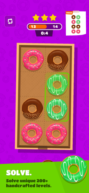 Chinh phục hơn 200 màn đố xếp bánh trong game Donuts Delivery